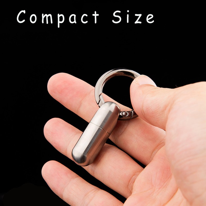 Hamans ポータブル ピルケース 防水 ピルホルダー キーチェーン チタン EDC ピルオーガナイザー ピルボックス