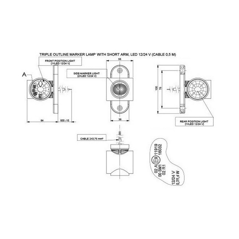 BUL BARS 4 x LED Rubber Side Light 12 V