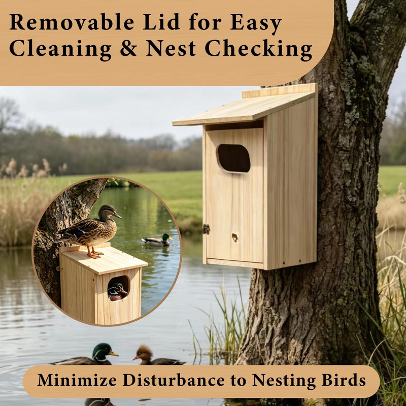 Wood Duck House, Sturdy Weather-Resistant Nesting Box and Shelter