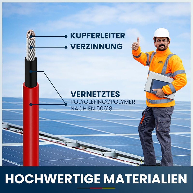 ANFIL Solar Cable, PV Cable, DC Rated, Black & Red,