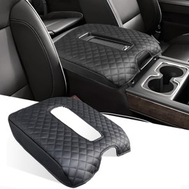 ANMOSVO Center Console Cover for Chevy Silverado & GMC Sierra 1500 2500 3500 2014-2018 & Tahoe Yukon Suburban 2015-2020, Scratch Resistance Armrest Cover Accessories, Bucket Console Only - Black