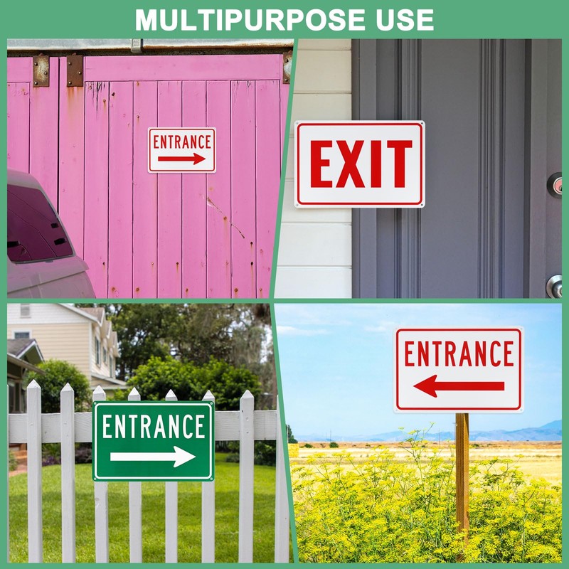 M METERXITY 1-Pack Exit Sign 12x8 Inch Aluminum Reflective Enter