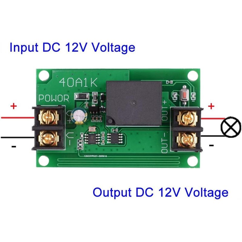 DC 12V 40A Relay Remote Control Switch, 433Mhz 1CH Remote
