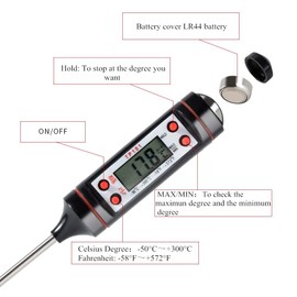 zalati Barbecue Thermometer SUS 304 Stainless Steel 5.7 Inch Probe Meat Food Thermometer with Case for Cooking Kitchen BBQ Garden