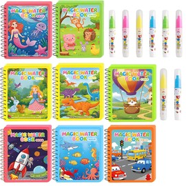 FYKZQWDS 8Pcs Water Colouring Books,With 8pcs Pen Water Painting Book for Kids Magic Colouring Reusable Watercolor Book 8 Cartoon Watercolor Suitable for Kids' Educational Art Toys