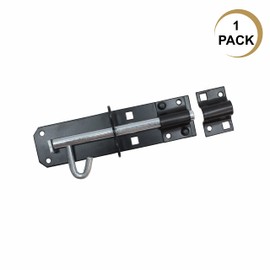 SUL Padbolt Heavy Duty Brenton Bolt Type 2A Sliding Gate Bolt Locakable padbolt 150mm for Shed Doors, Gate Lock & Outhouse Doors Black Gate Bolt 150mm (6 Inch) (1 PK)
