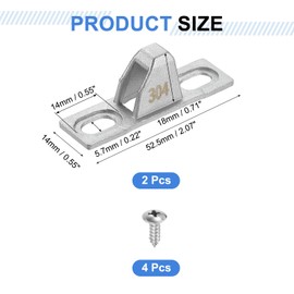 sourcing map 2 Pcs Sliding Door Keepers, 2.07" x 0.55" 304 Stainless Steel Sliding Glass Door Lock Keepers Sliding Door Lock Latch with Mounting Screw for Various Sliding Patio Door, Silver