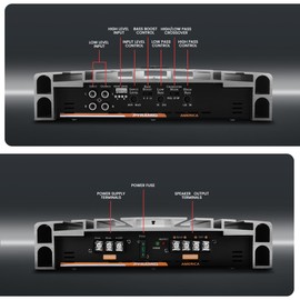 Pyramid 2 Channel Car Stereo Amplifier - 2000W High Power 2-Channel Bridgeable Audio Sound Auto Small Speaker Amp Box w/MOSFET, Crossover, Bass Boost Control, Silver Plated RCA Input Output PB918