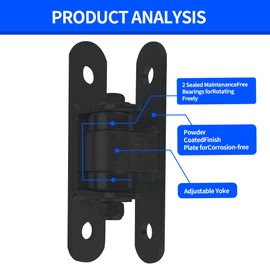 2 Pack of Heavy Duty Gate Hinges,Heavy Duty Bolt on Sealed Bearing Outdoor Gate Hinges Bolt onto Gate Bolt onto,Adjustable Yoke Pivot Bearing Gate Hinge - Supports Gates Up to 1100 Lbs(Black)