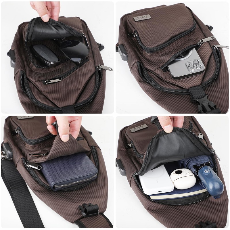 AMJ Sling Bag for Hiking and Outdoor, Crossbody Shoulder Backpack,
