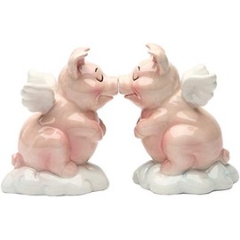 Unbekannt Salz und Pfefferstreuer Schweine Magnet Salz und Pfeffer küssend rosa