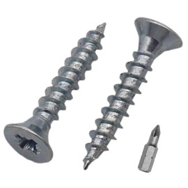 SKIR'CO (Pack of 500) Galvanised Steel 3.0 x 18 mm Wood Screws Pozi Countersunk Chipboard Screws PZ Full Thread