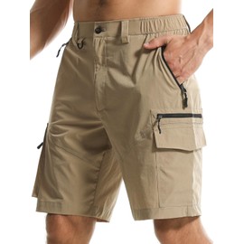 LECOONMX Pantalones Cortos para Hombre de Senderismo Pantalón Multifuncionales de Deporte Casual Secado Rápido Impermeable con Múltiples Bolsillos