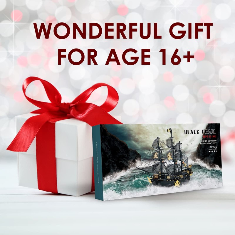 Piececool 3D Puzzles for Adults, Black Pearl Pirate Ship Metal
