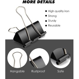 72PCS Binder Clips 1 Inch Width, Small Binder Clips, Black Paper Clips, Clips for Paperwork, Paper Clamps with Boxes, Ideal for Office Binder Supplies