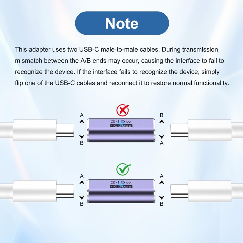 Meliya 3 Pack USB C Coupler, 240W USB C Female