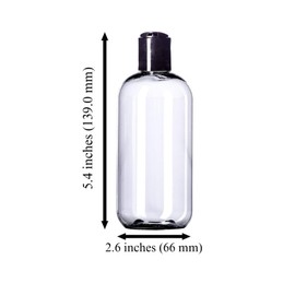 Clear Plastic Bottles with Black Cap, 5.4 x 2.6 inches, Set of 2