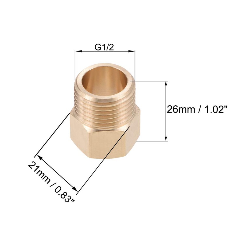 sourcing map Brass Threaded Pipe Fitting G1/2 Male X G3/8