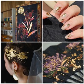 200 Pcs Gold Leaf Sheets for Art Gold Foil Imitation Gold Foil Sheets 5.5" Gold Foil for Nails, Furniture Wrap,Painting, Jewelry