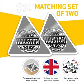 2 x Triangle Stickers 7.5cm - BW - Houston USA American Flag Stamp Fun Decals for Laptops,Tablets,Luggage,Scrap Booking,Fridges #40525