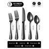 Black Silverware Set, 40 Piece Food-Grade Stainless Steel Flatware Set