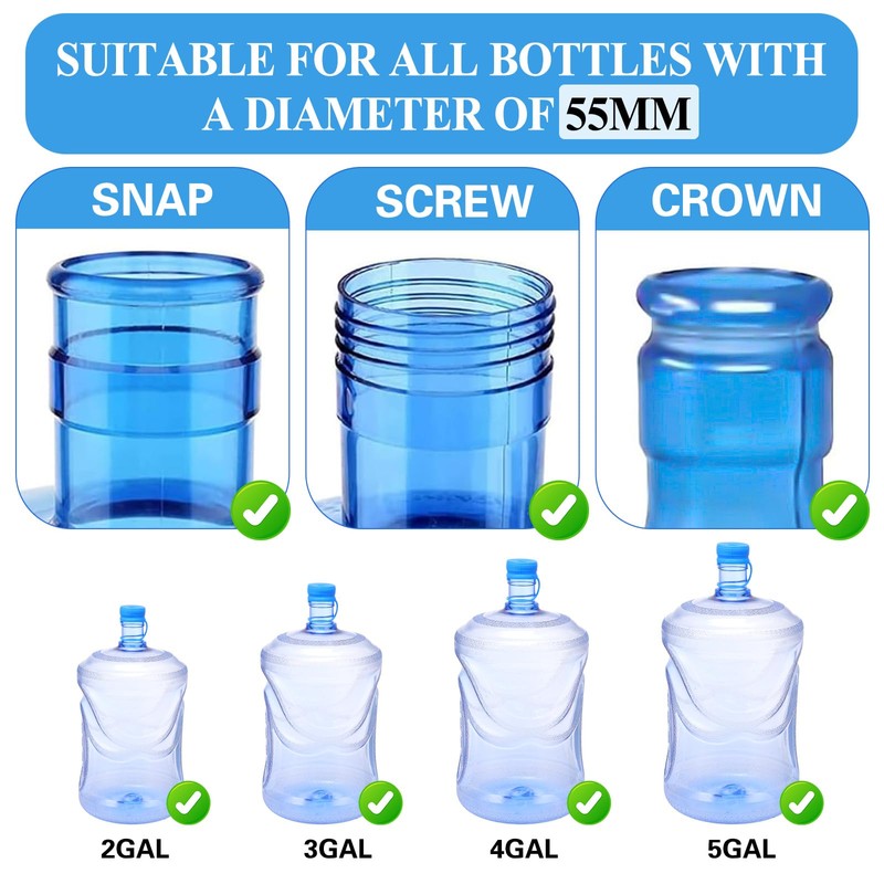 Reallnaive 8 Pcs 3 and 5 Gallon Jug Cap Reusable