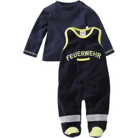 Schnizler Baby Set Nicki, Feuerwehr, 2 - TLG. mit Langarmshirt, Oeko-tex Standard 100 Romper Blue (Navy) Newborn (Size:56)