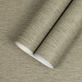 Yancorp Textured Fabric Wallpaper - 16"x120" Faux Grasscloth Peel & Stick Self-Adhesive Removable Wallpaper & Counter Top Liners