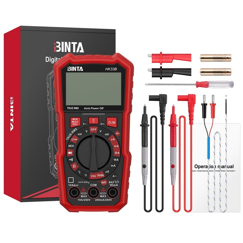 BINTA Digital Multimeter 2000 Counts with AC/DC Voltage, Ohm Volt