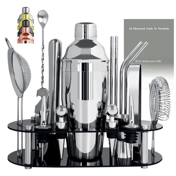 Cocktail Shaker Set Bartender Kit with Stand - 16 Piece