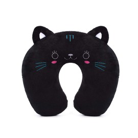 H Homewins Children's Travel Pillow Ultra Soft Neck Pillow Headrest Cute Neck Pillow Washable Neck Support Pillow Travel Sleeping Pillow for Car Aeroplane (Cat)