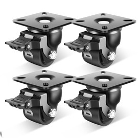 Nefish 2-Inch Heavy Duty Casters Set of 4, Industrial Grade Castors Wheels 2200 LBS, Low Gravity Plate Swivel Caster with Brake, Durable & Corrosion-Resistant Nylon Wheels for Industrial, Equipment