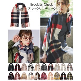 Buyer CH60a Pure Cashmere 100% Checked Stole 19 Patterns ~ [Men's and Women] Cashmere Plaid Thick, Large, Large Stole, Brooklyn Check