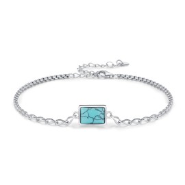JFASHOP Turquoise Bracelet Silver 925 Adjustable Women's Bracelet Turquoise Jewellery Christmas Gift for Girls Children, Sterling Silver