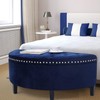 Joveco Storage Bench Half Moon PU Leather Button Tufted Ottoman