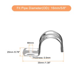 uxcell 25Pcs 5/8 Inch Rigid Pipe Straps, One Hole Straps R Shape Bracket Stainless Steel Pipe Clamp for Pipe Tube Wire Installation