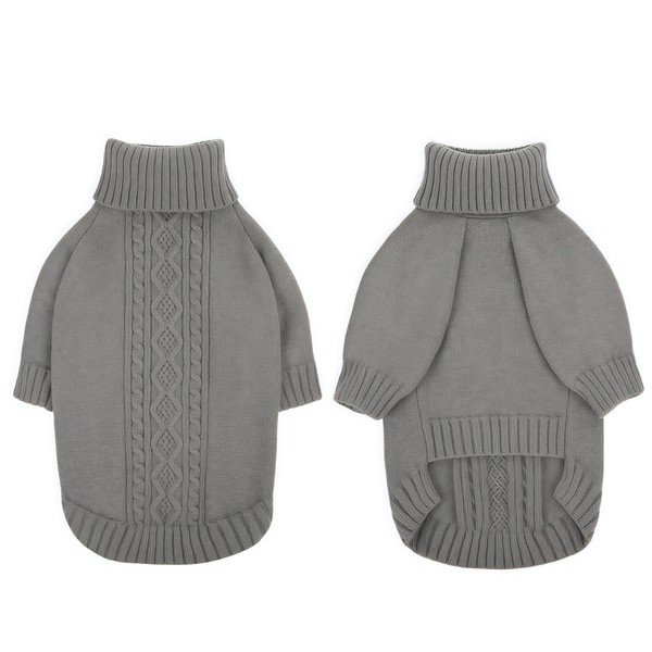 KONVINIT Kleiner Hundepullover Warme Sweater für Hunde mit Zopfstrick-Muster, Dehnbar