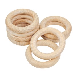 RUBY Pack of 8 Natural Wooden Teething Rings, Wooden Teething Rings, Wooden Baby Chew Toy, Wooden Rings for Crafts, Crafts, Tools etc. (Diameter 70 mm)