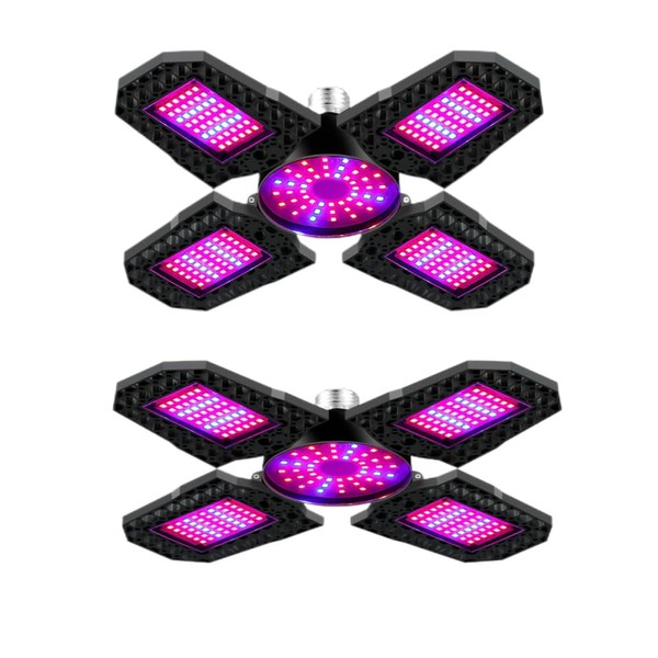 2Pack 800W Flexible Plant Lights E27/E26 LED Hydroponic Greenhouse Lamp