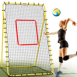 SPOYNAL Volleyball Rebounder Net, 4x7 ft Volleyball Training Equipment, Adjustable Rebounder Net for Indoor Outdoor, 5 Modes Volleyball Training Net with Ground Pegs and PU Volleyball, Improve Skills