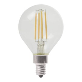 GE Lighting 31219 Clear Finish Light Bulb Dimmable LED Daylight Decorative G16.5 Globe 5.5 (60-Watt Replacement), 500-Lumen Candelabra Base, 2 Count (Pack of 1)