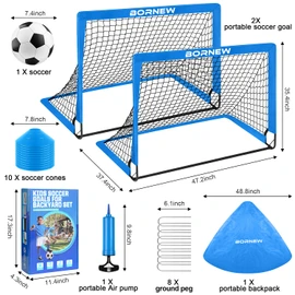 Kids Soccer Goal for Backyard Set - 2 Set of 6X4 / 4X3 ft Toddler Soccer Nets Training Equipment, Soccer Ball, Pop Up Portable Soccer Set for Kids and Youth Games and Training Goals Ages 3-16 Gift