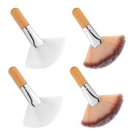 4PCS Fan Facial Brushes, Esthetician Fluffy Fan Blush Brush