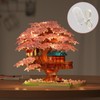 Pink Cherry Blossom Tree House Micro Blocks Model, Building Blocks