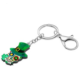 WEVENI Cute St Patricks Day Keychain for Women Girls St. Patrick's Day Accessories Decorations, Skull B, W2L2
