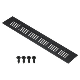 PATIKIL 10 x 2 Inch Door Air Vent Cover, Aluminum Grille Ventilation Cover Louvered with Mounting Screws for Cabinet Wardrobe Door, Black