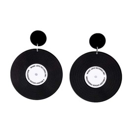 Acrylic Record Earrings Rock Roll 1950's Women's Vinyl Record Earrings Vintage Black Transparent Circle Record Dangling Earrings Simple Design Fashion Jewelry for Women-black
