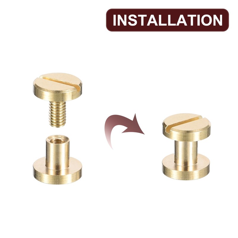 sourcing map 30Pack Brass Chicago Screws, 5x8mm Flat Head Screw