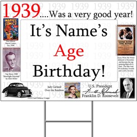 1939 81st Birthday Yard Sign (Each) Customized by Partypro