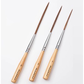 Fuumuui 3PCS Long Liner Brush with UK Design Patent - Natural Ox Hair for Watercolor, Gouache, Ink & Acrylics - Detailing Artist Tool